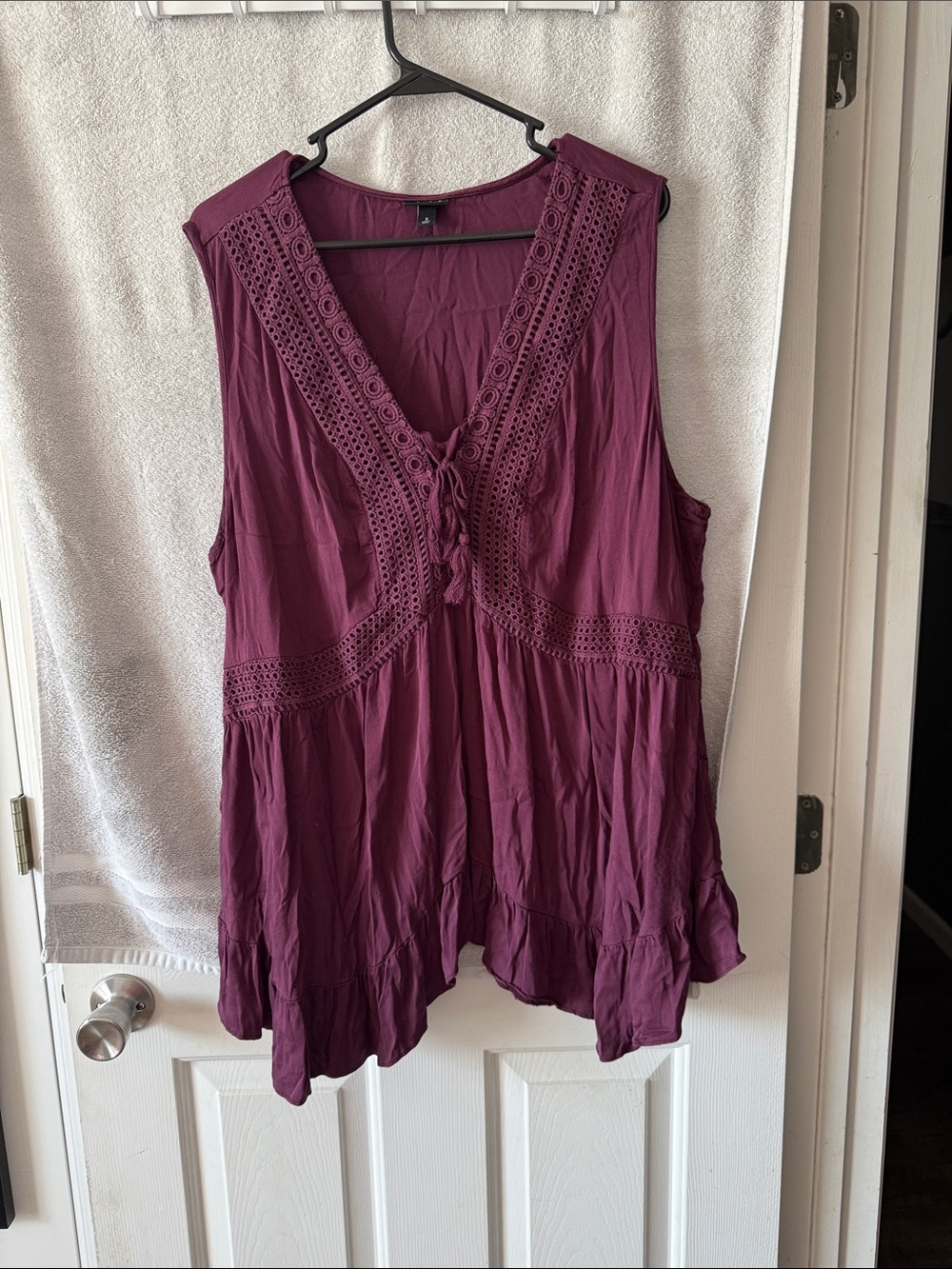 torrid Plum Lace-Trim V-Neck Sleeveless Tunic